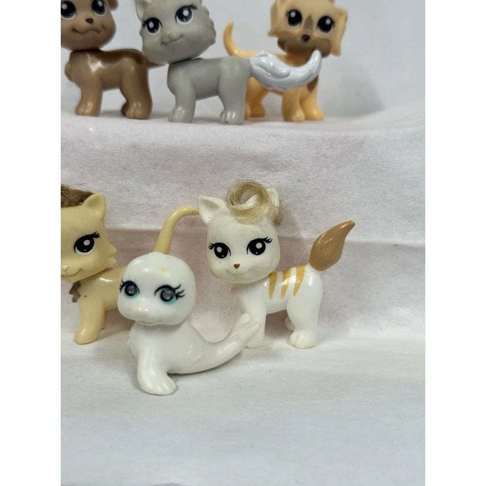 Polly Pocket Puppies‎ and Kittens and The Seal Figures Lot of 6 Mattel Toys